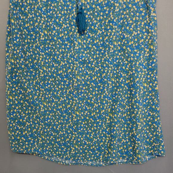 Xhilaration Tunic Dress Womens XS Blue Floral Tassel Sleeveless Cottage Core - Picture 4 of 11